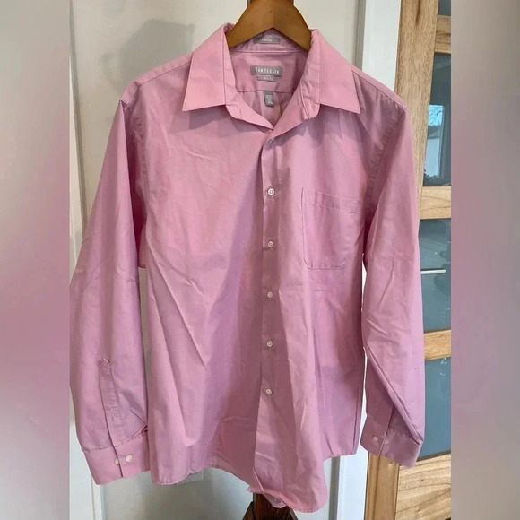 Van Heusen Poplin Collared Long Sleeve Dress Shirt Men’s‎ 16.5 (34) Pink NWOT - Picture 6 of 12